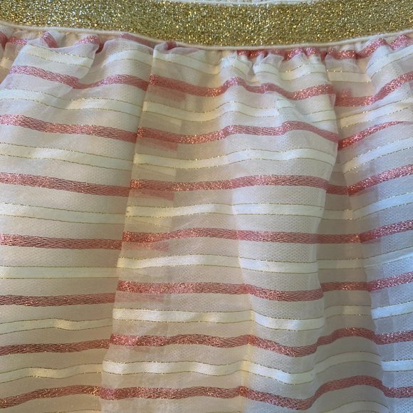 The Children's Place White Gold Glitter Kids Dress Pink & White Stripes |Size 4T - Picture 5 of 7